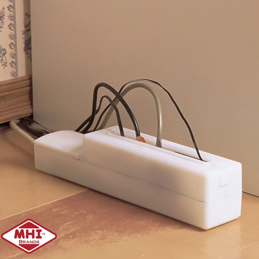 Interior space accommodates transformers and heavy-duty plugs under Mommy's Helper coverage.