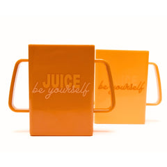 Mommys Helper Juice Pal with rubber handles enables easy grip for toddlers.