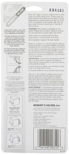 Mommy's Helper Slide-Lok positioned over hinged area to block openings.