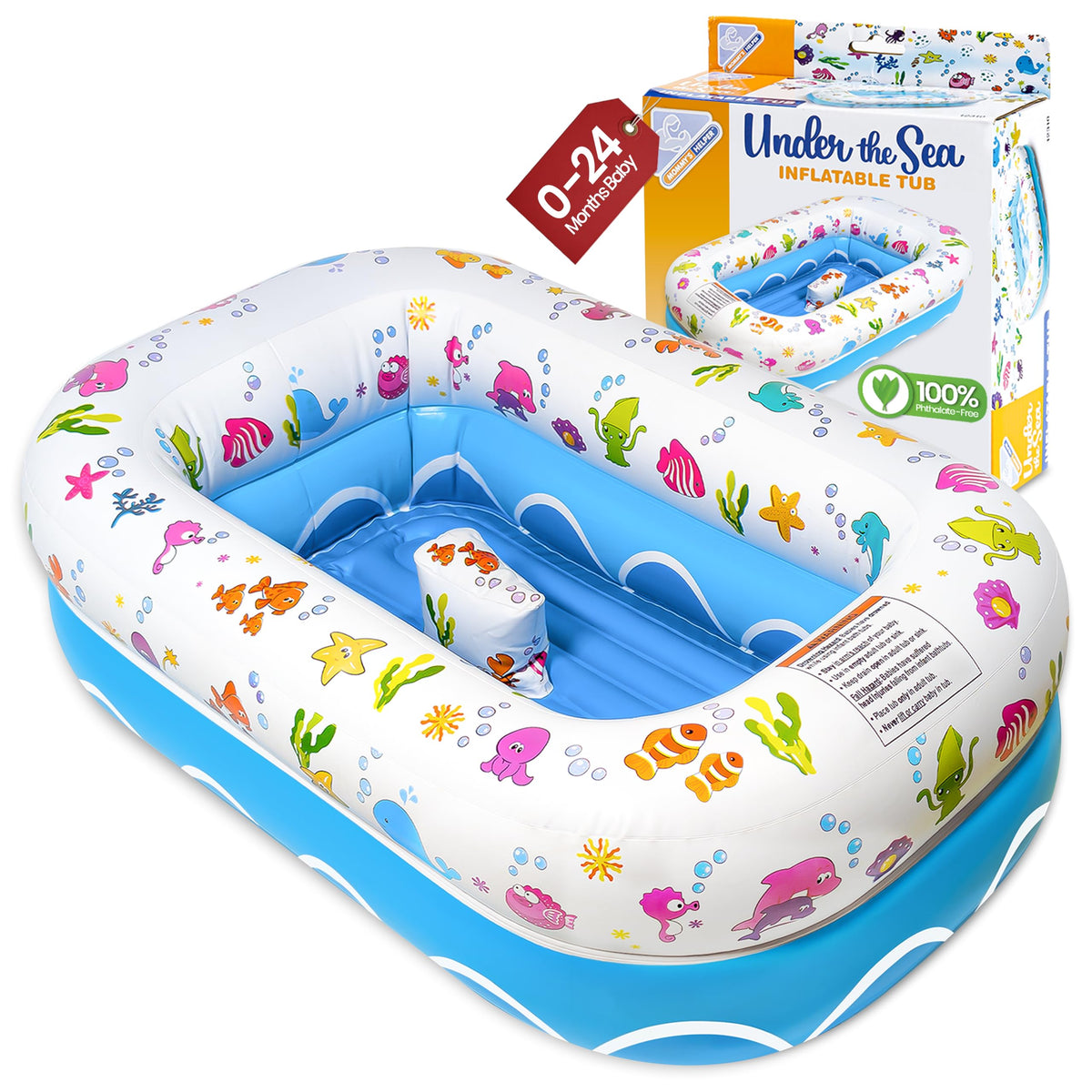 Mommys Helper under-sea bathtub inflated for safe bath time.