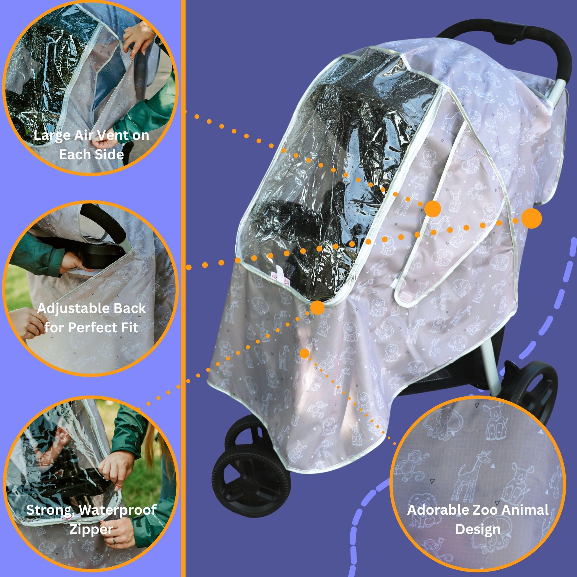 Mommy's Helper cover features a roll-away front panel for easy access without removing the cover.