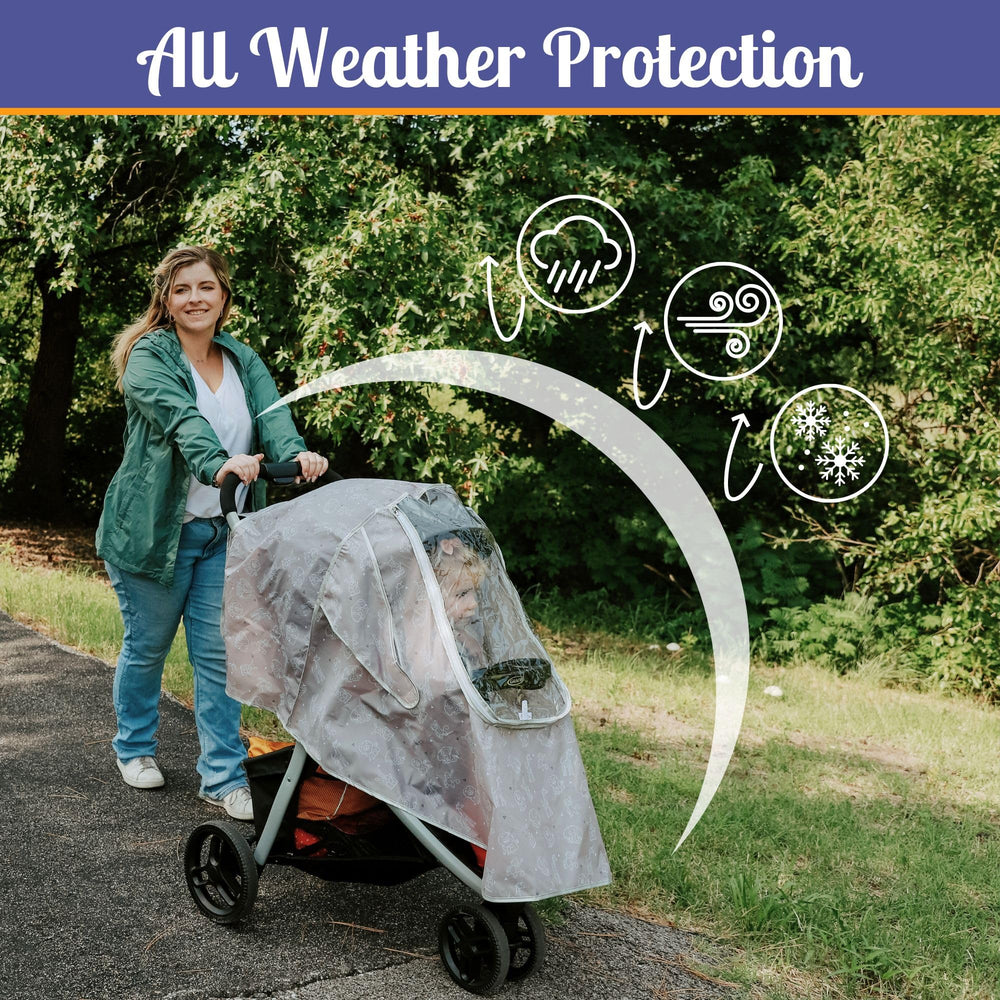 Waterproof yet breathable fabric keeps your baby comfortable and dry inside the stroller cover.