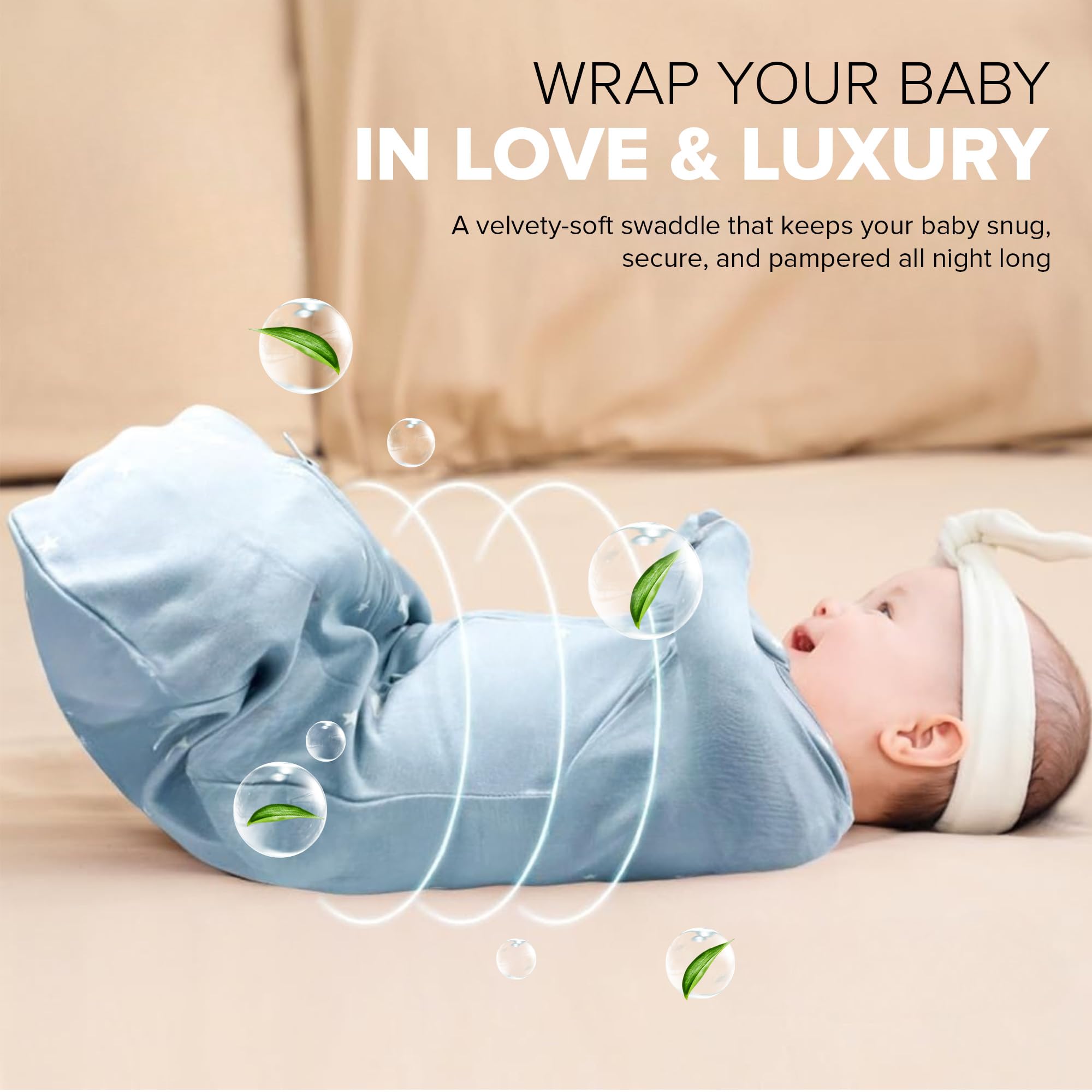 momobloom Powder Pink Swaddle; machine wash only, do not tumble dry.