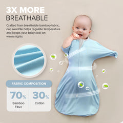 momobloom Baby Sleep Swaddle powder pink, fabric close-up; soft rayon-cotton blend.