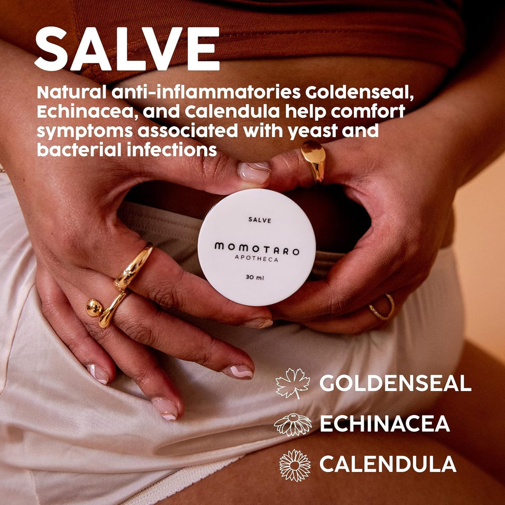 Momotaro Apotheca soothing vulva balm is easy to apply during routines