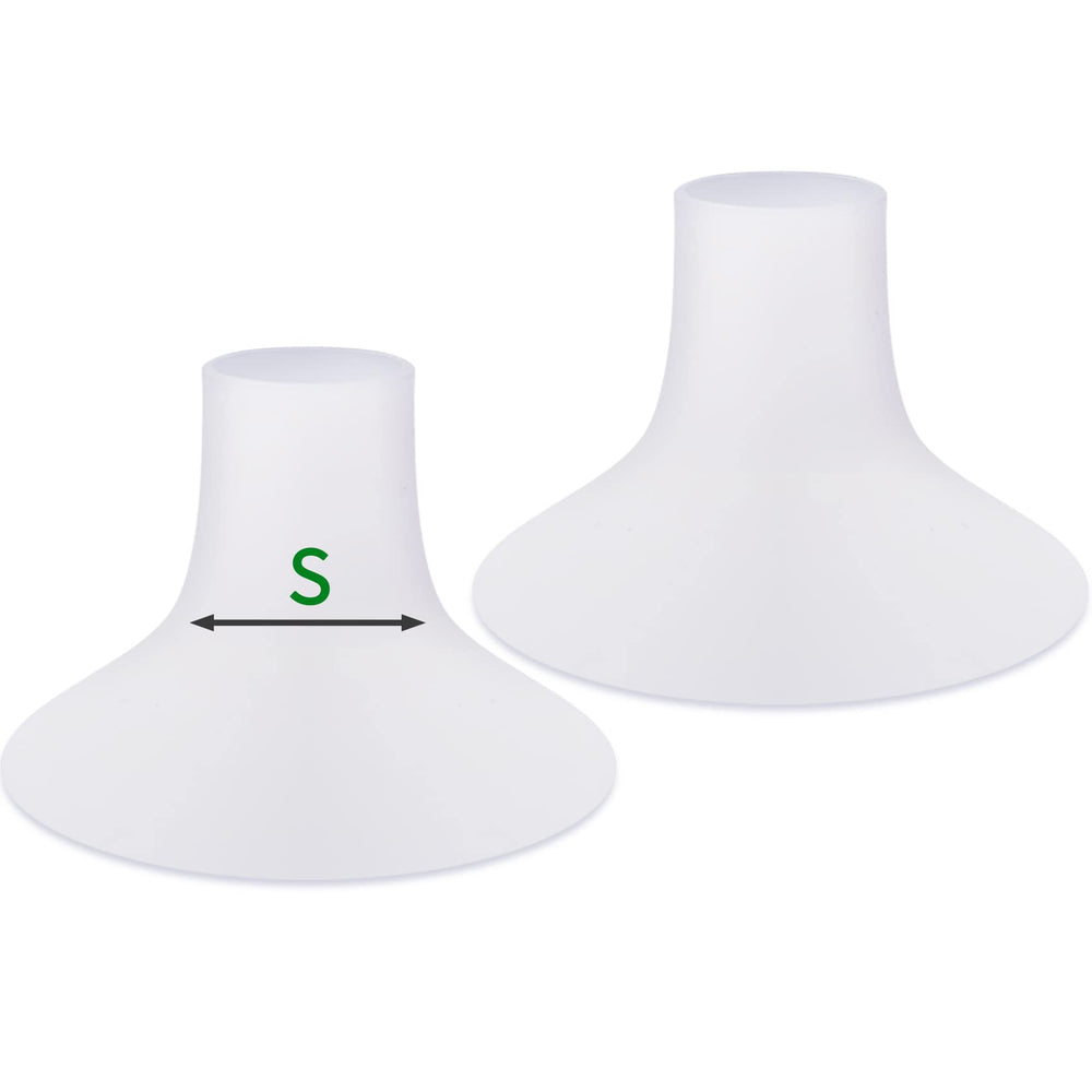 Mompmuir breast pump cushion pair in clear silicone for comfort.