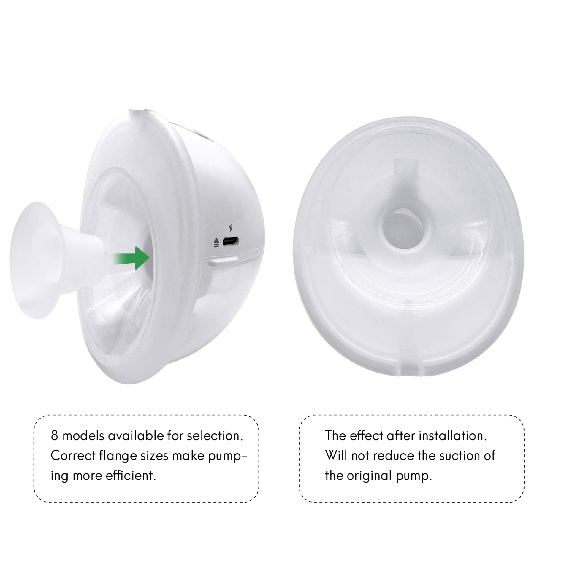 Second-generation Mompmuir flange insert with two-level taper for smooth milk flow.