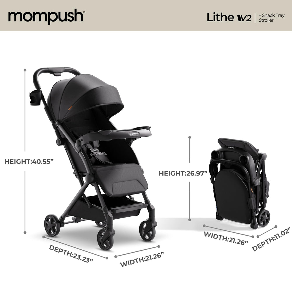Mompush Lithe V2 airplane-friendly design fits overhead bins.