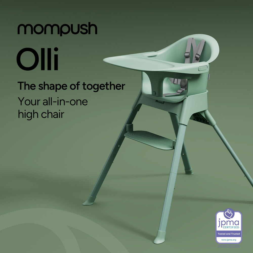 Mompush Olli tray with 2-position adjustment for feeding.