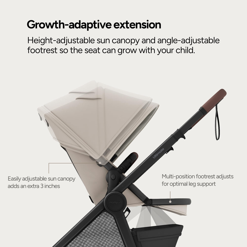 Mompush Ultimate 3 extendable seat adds height and legroom as your child grows