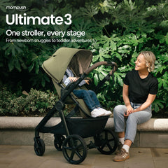 Mompush Ultimate 3 full suspension absorbs bumps for a comfortable baby ride