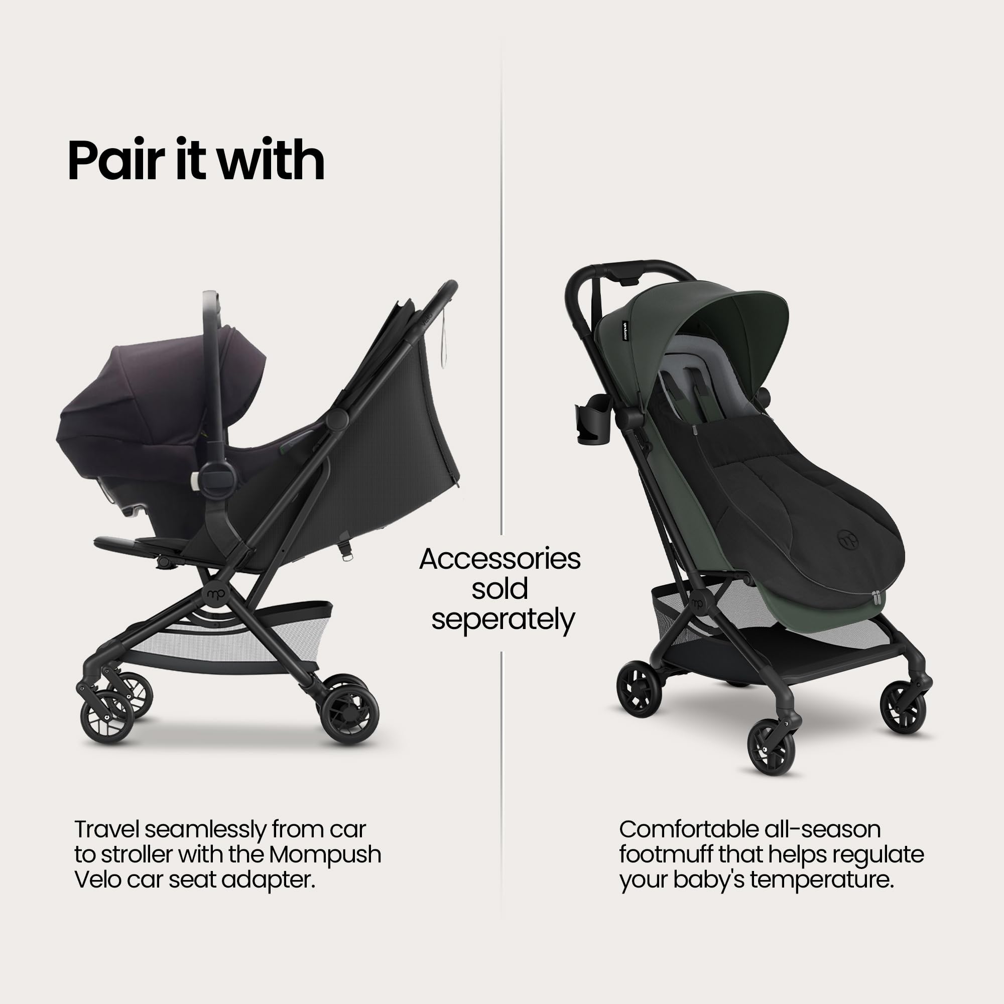Mompush Velo lightweight chassis enables smooth one-handed steering.