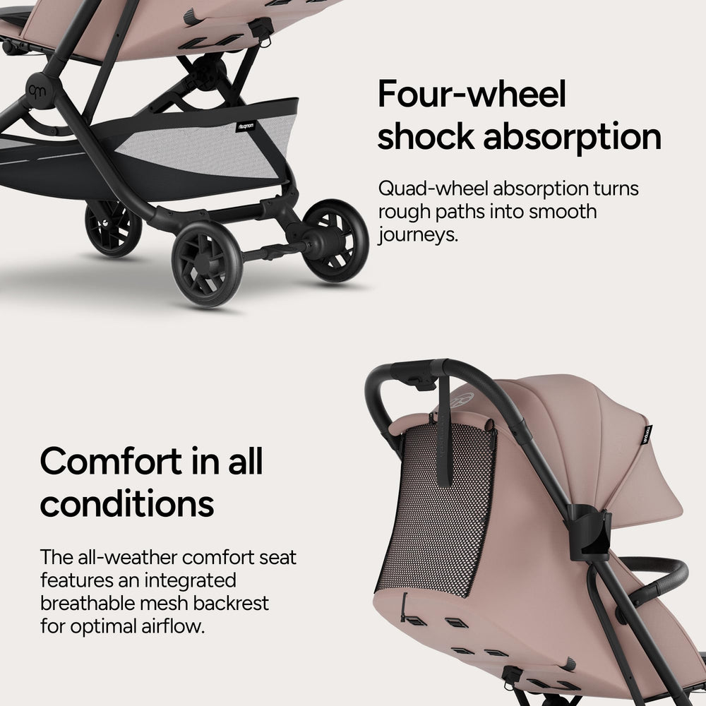 Mompush Velo puncture-resistant tires deliver a smoother ride.