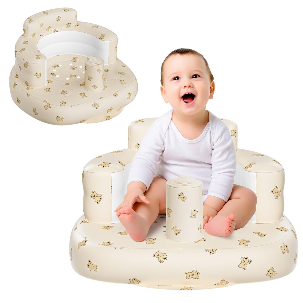 Momsnug inflatable baby beach chair offering a cozy, secure seat by the sand