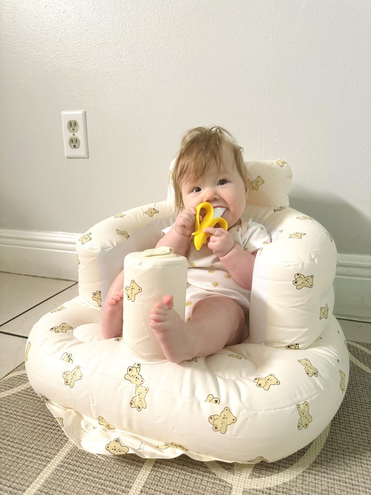 Momsnug beach and camping seat provides a safe lounging spot