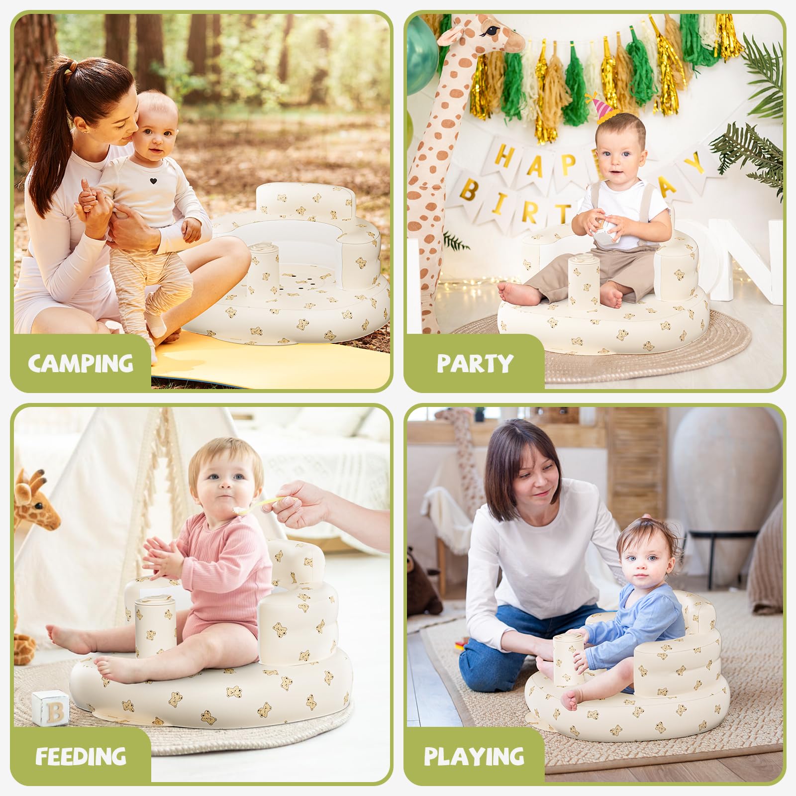 Momsnug chair with bright cartoon pattern that attracts babies
