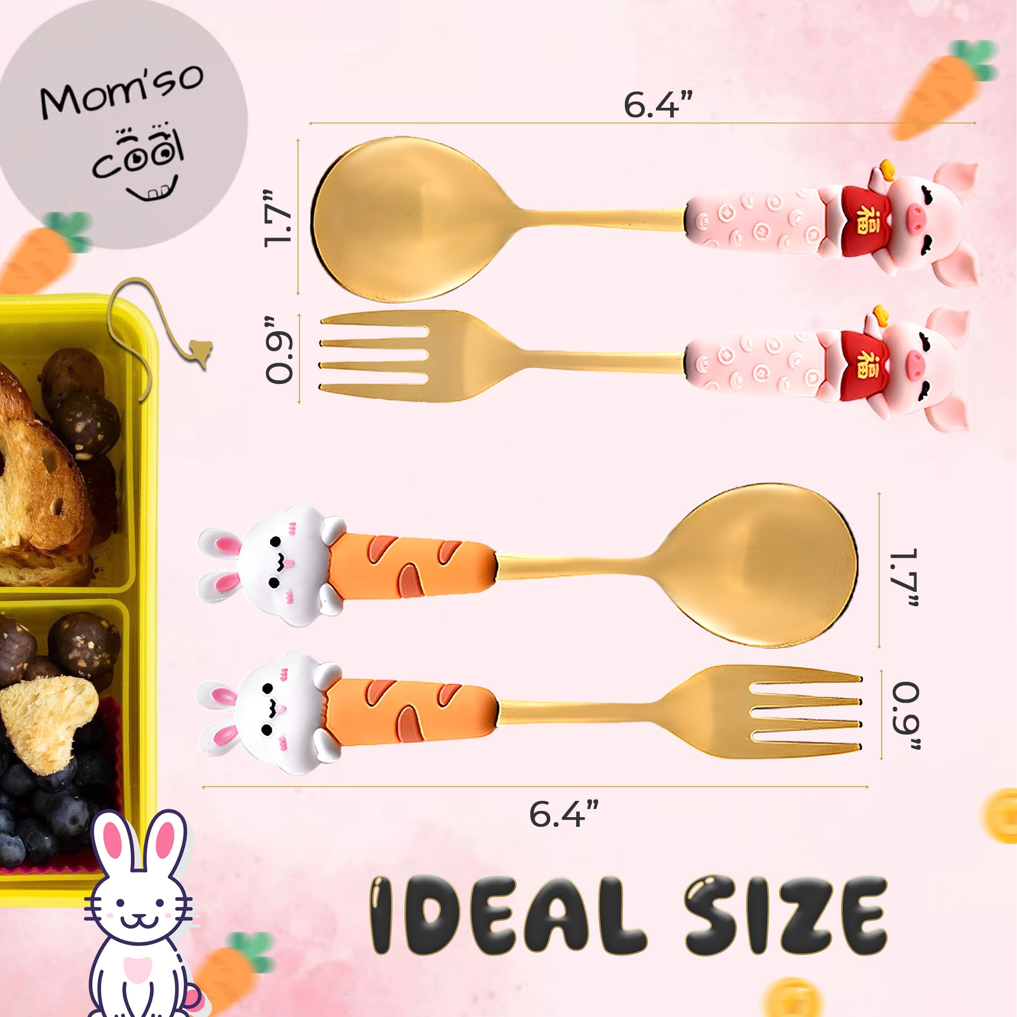 Mom'so cool bunny spoon in gold finish for cheerful dining.