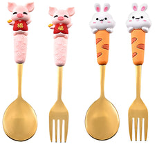 Mom'so cool pig spoon in gold finish for playful family meals.
