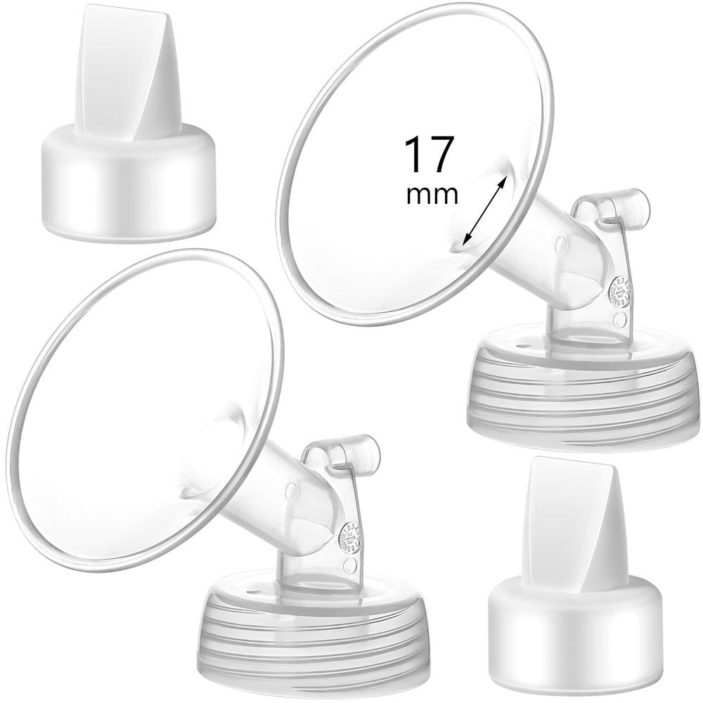 Momstouch 17mm flange beside Spectra S1 bottle for comfortable pumping