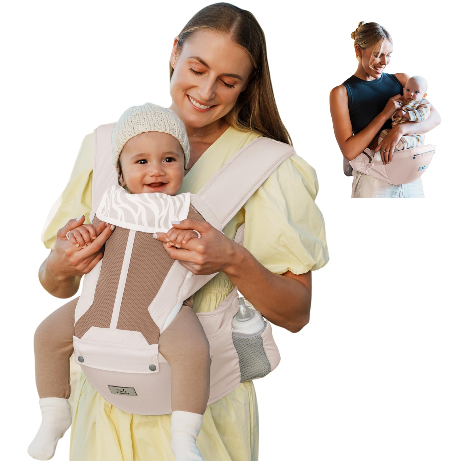 MOMTORY 6-in-1 carrier hero image showcasing versatile newborn-to-toddler use.