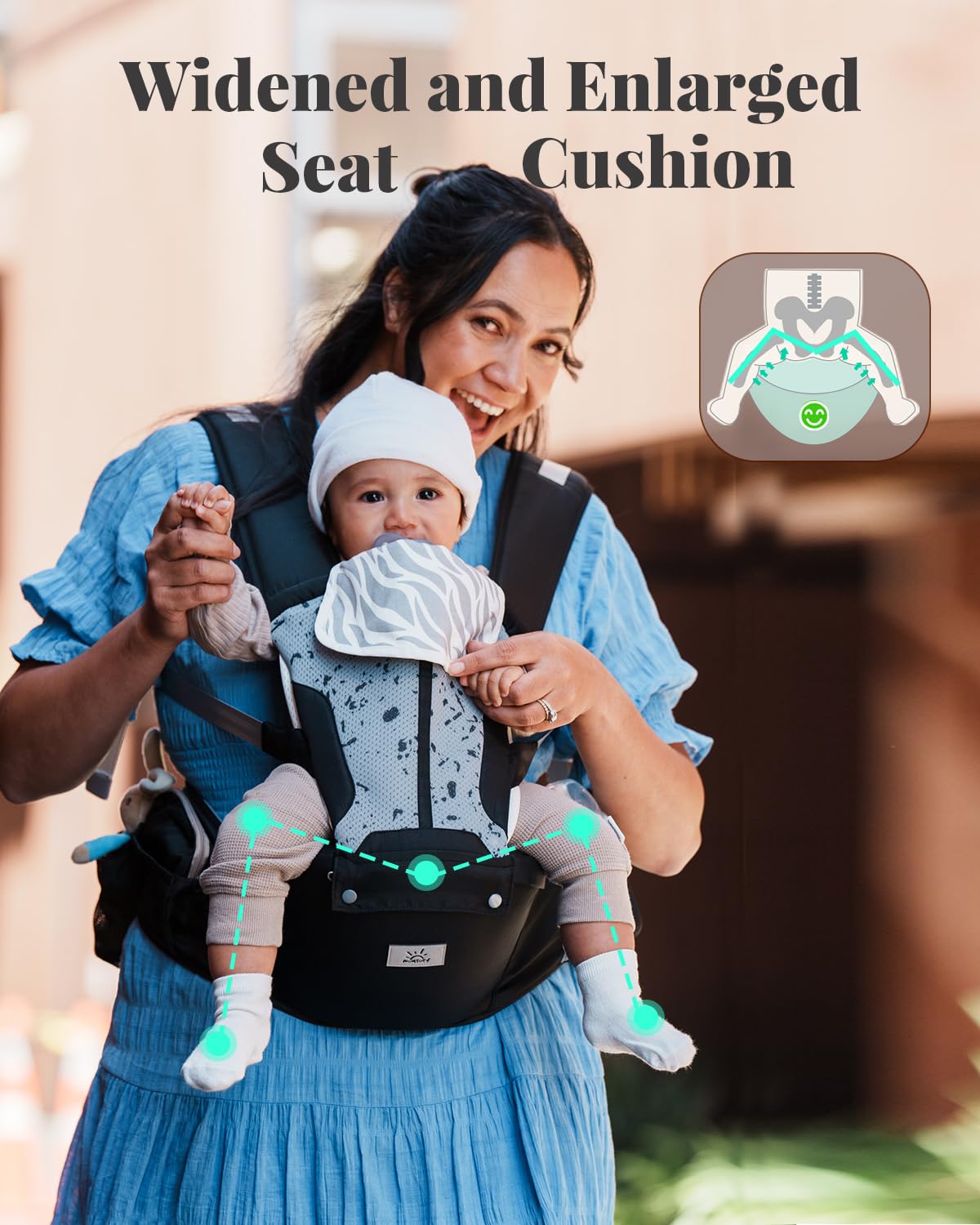 MOMTORY adjustable shoulder straps customize fit for comfort during wear.