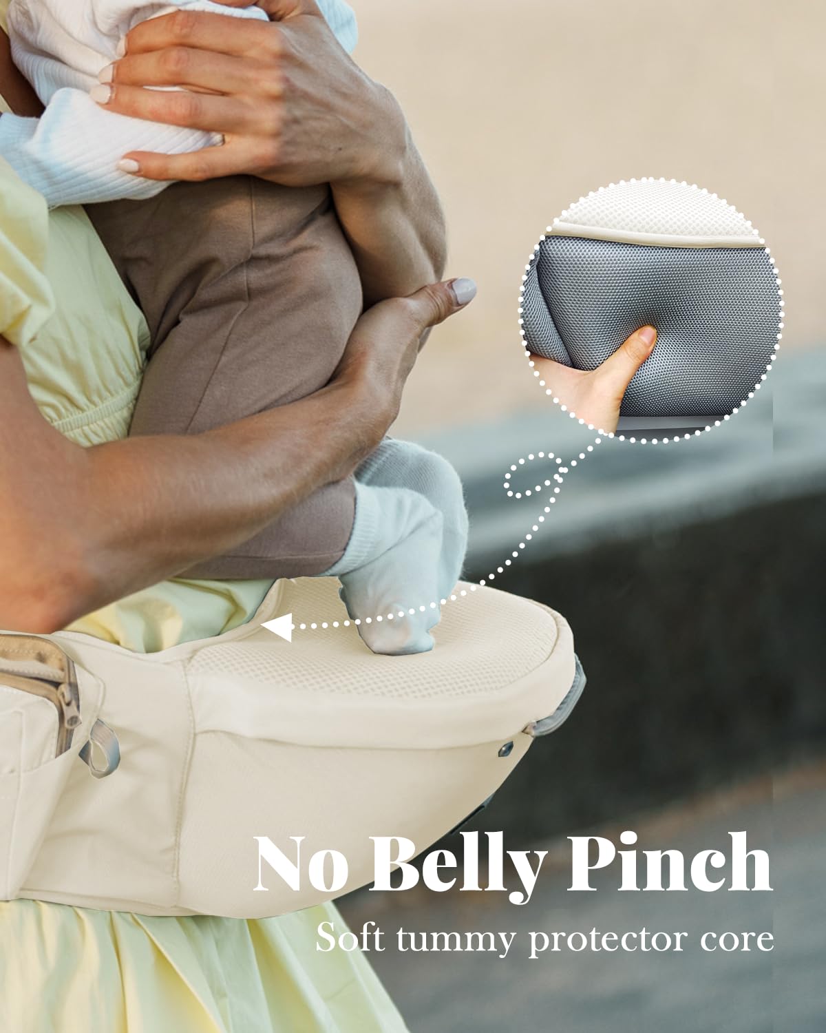 MOMTORY adjustable strap system ensures secure, customizable fit for parents.