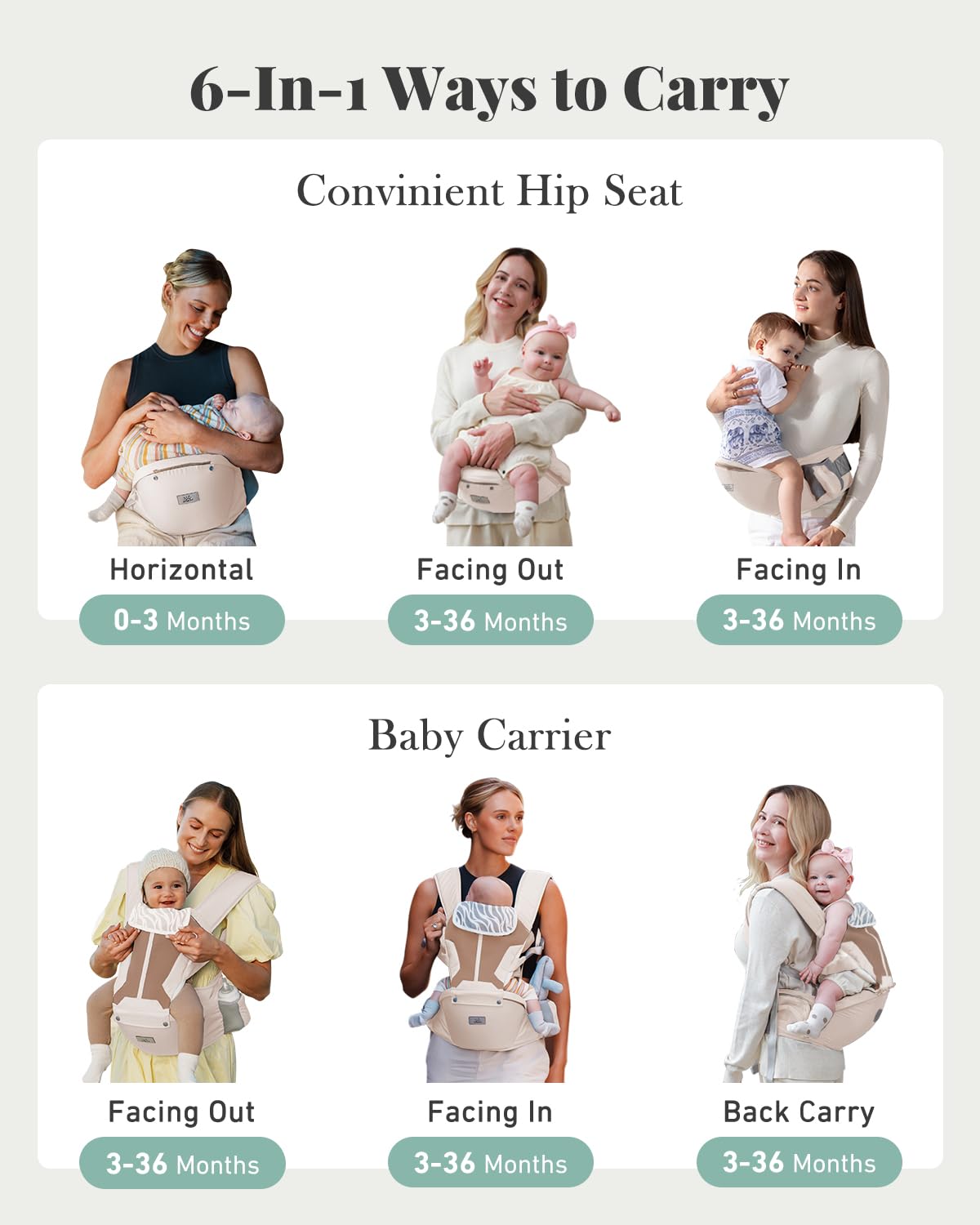 MOMTORY baby carrier hip-seat ergonomic design for balanced support.