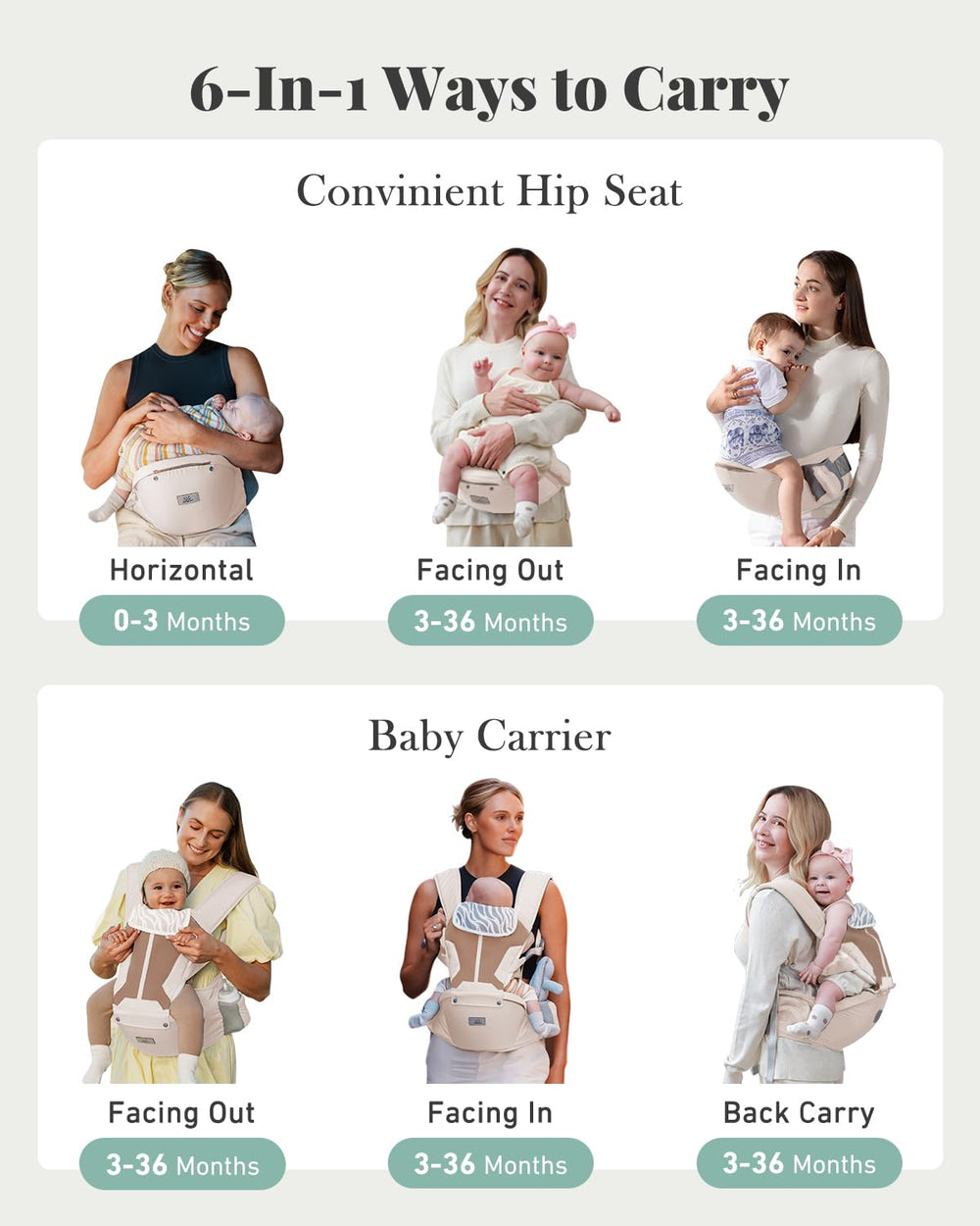 MOMTORY baby carrier hip-seat ergonomic design for balanced support.