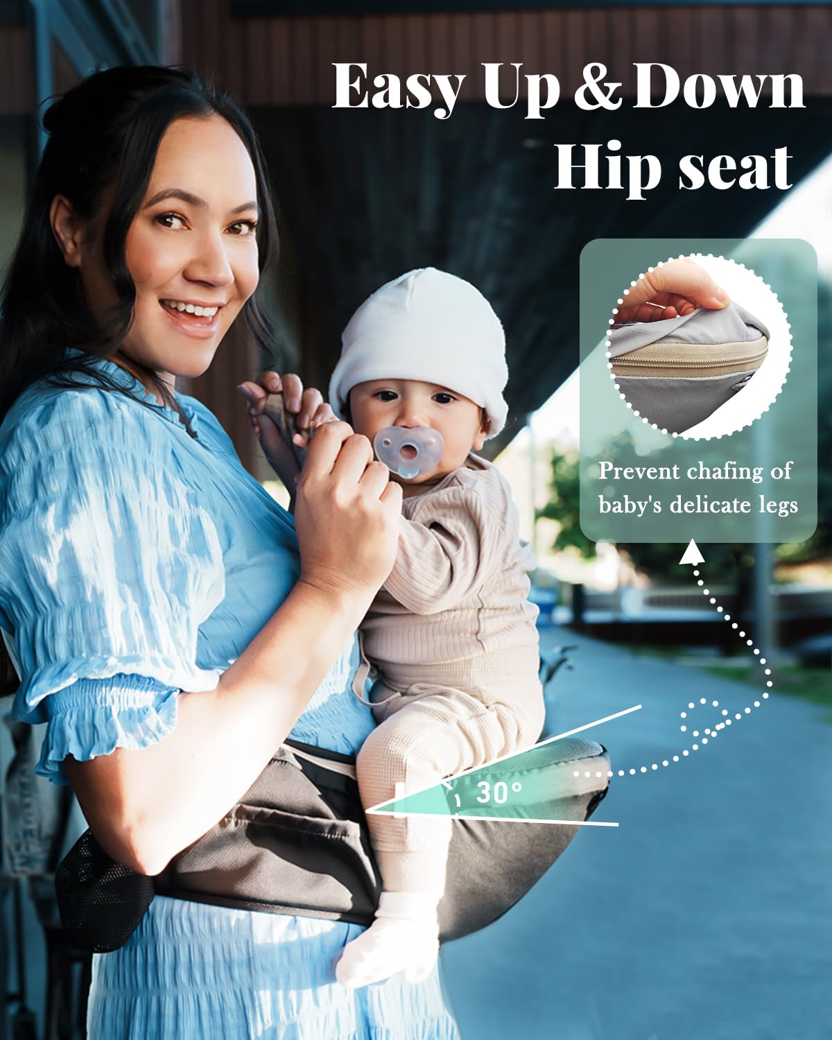 MOMTORY carrier pocket storage keeps essentials within easy reach.