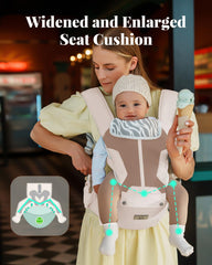 MOMTORY carrier with tummy-protective core providing gentle midsection comfort.
