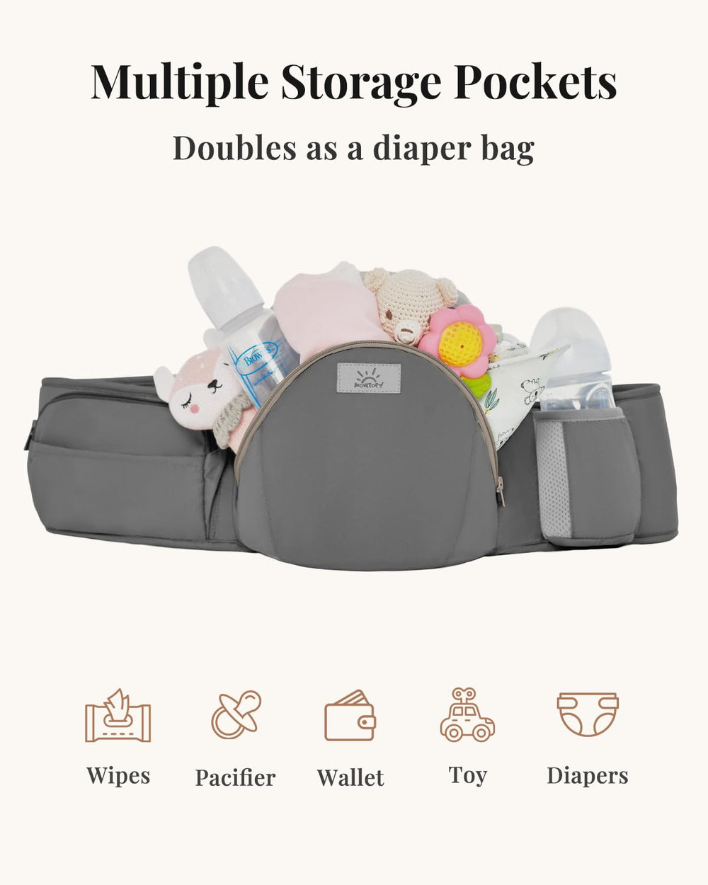 MOMTORY StowNGO Pro wearing with adjustable straps for a comfortable fit.