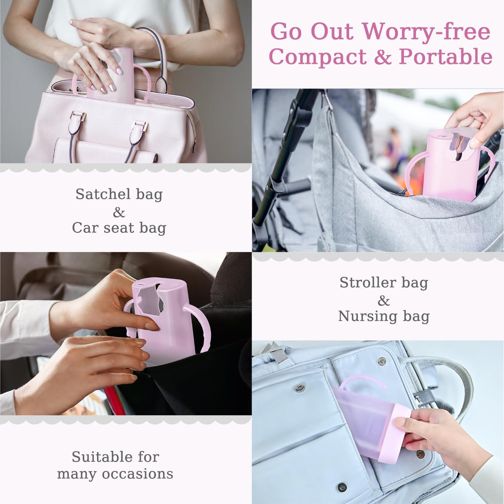 Curved handle with inner bumps enhances baby grip.