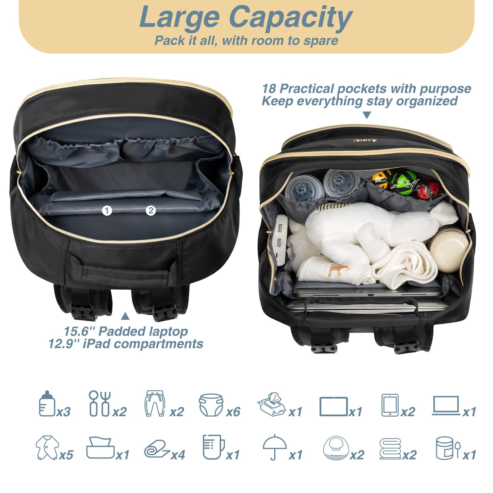 MOMUVO diaper bag stroller straps in use during a stroll.