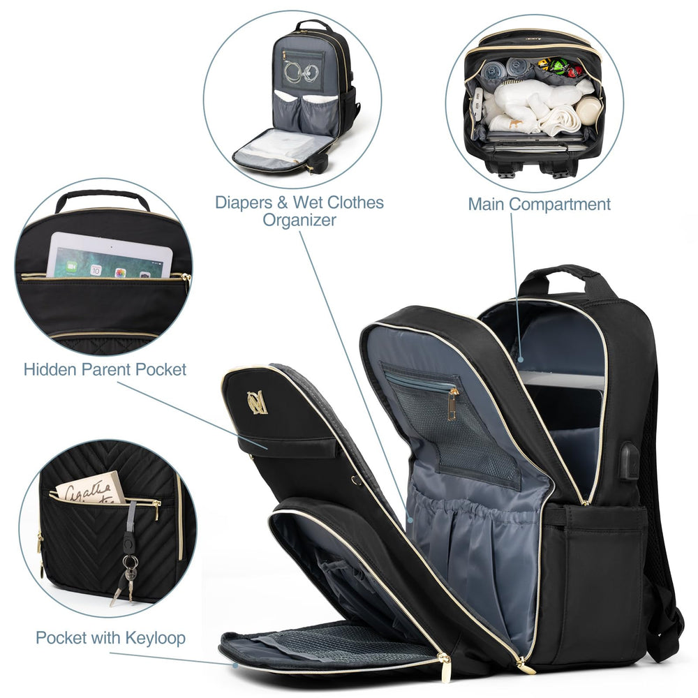 MOMUVO laptop pocket fits 15.6-inch devices for travel efficiency.