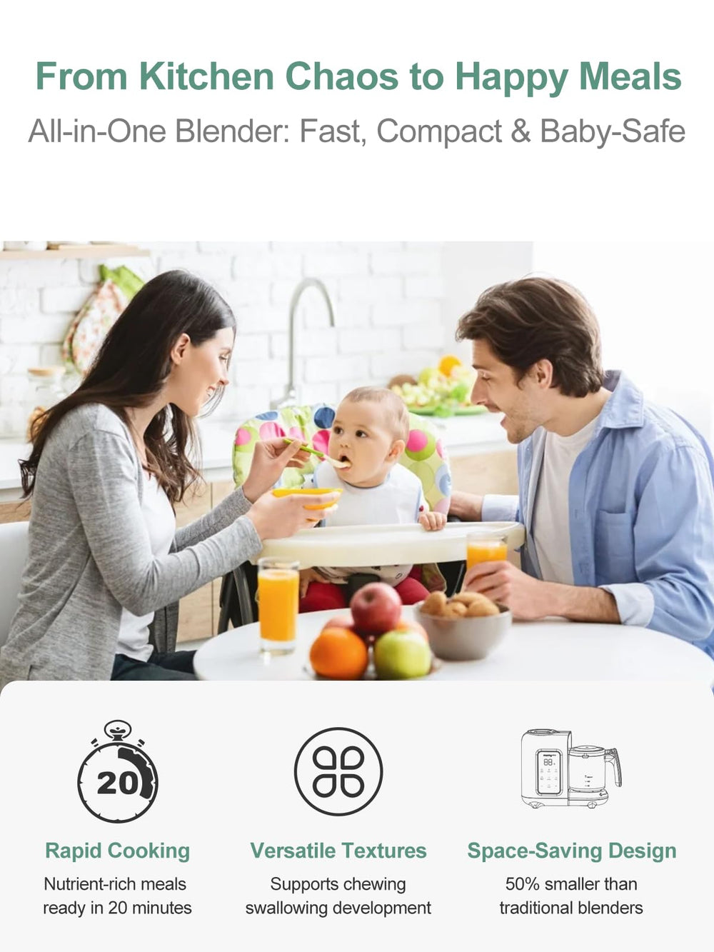 Momyeasy baby food maker chopper grinder handles meats and veggies easily.