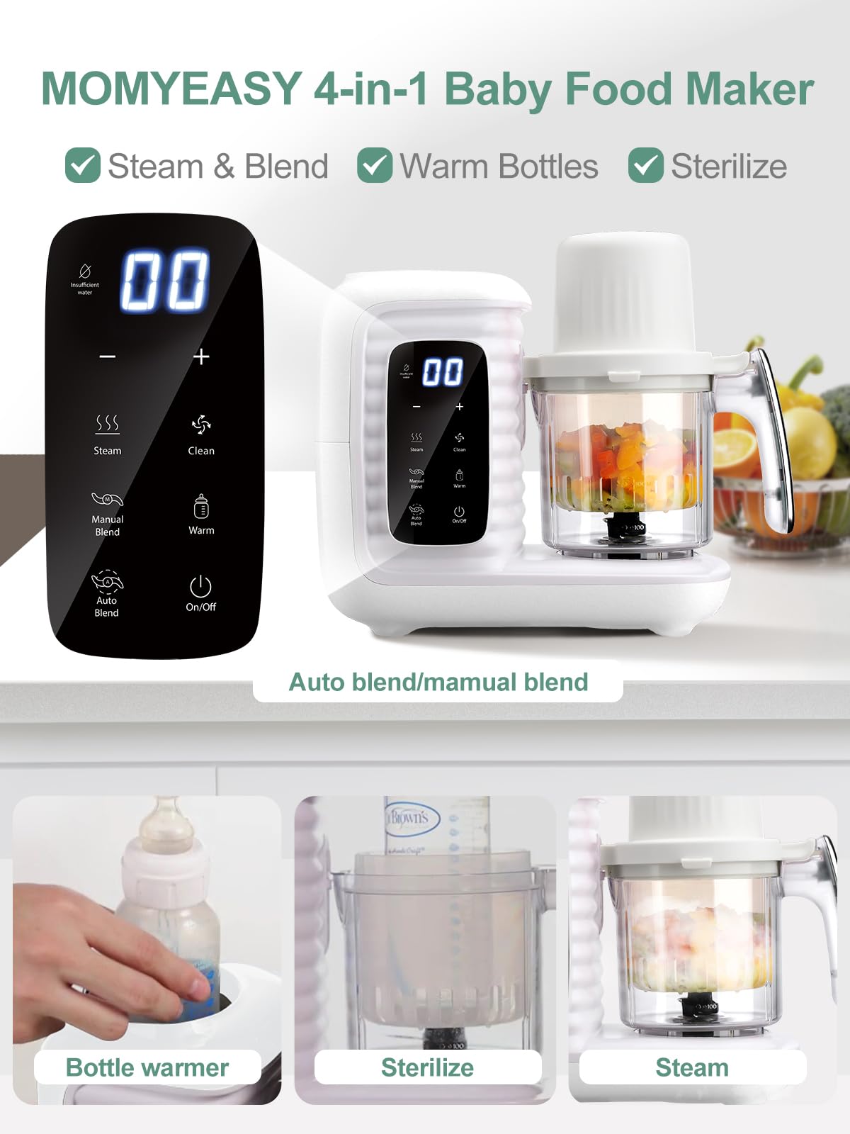 Bottle warmer feature for quick milk warming during night feedings