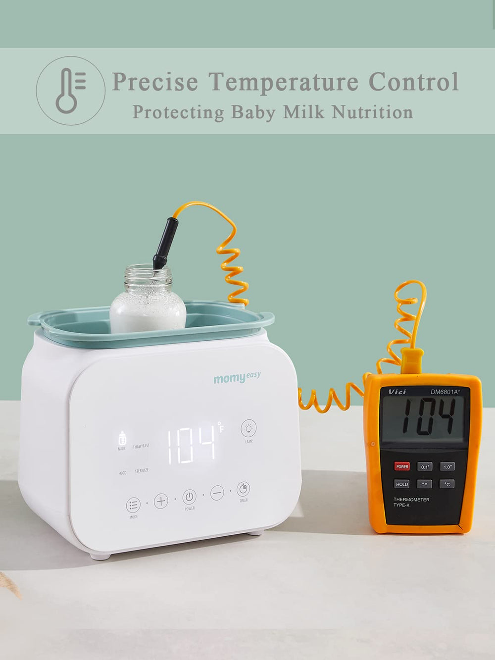 Momyeasy bottle warmer compact design fits busy homes.