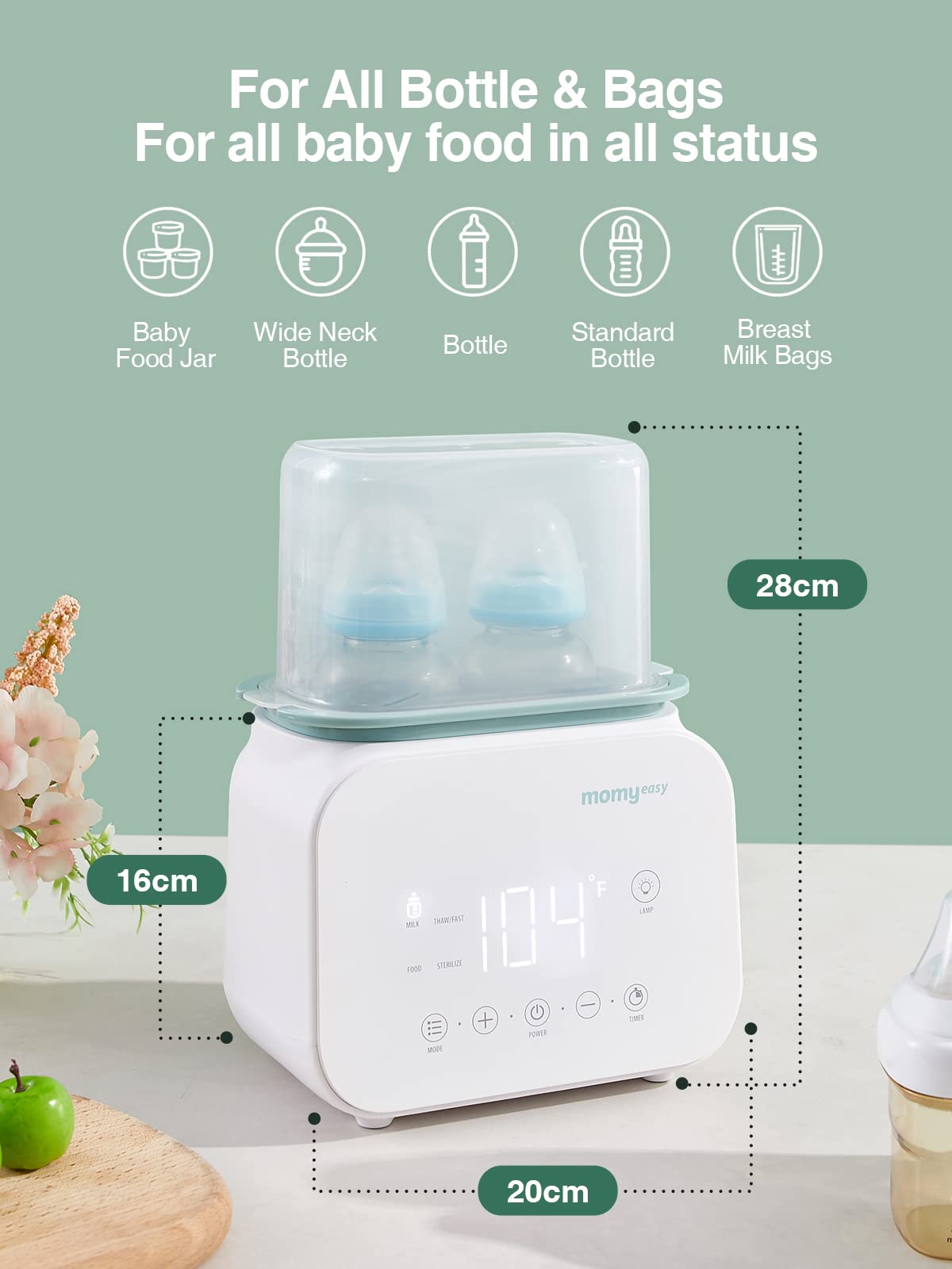 Momyeasy bottle warmer defrost mode safely defrosts breast milk.