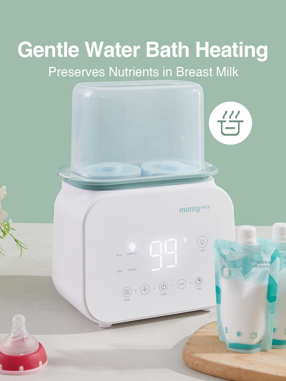 Momyeasy bottle warmer night light guides nighttime feeding.