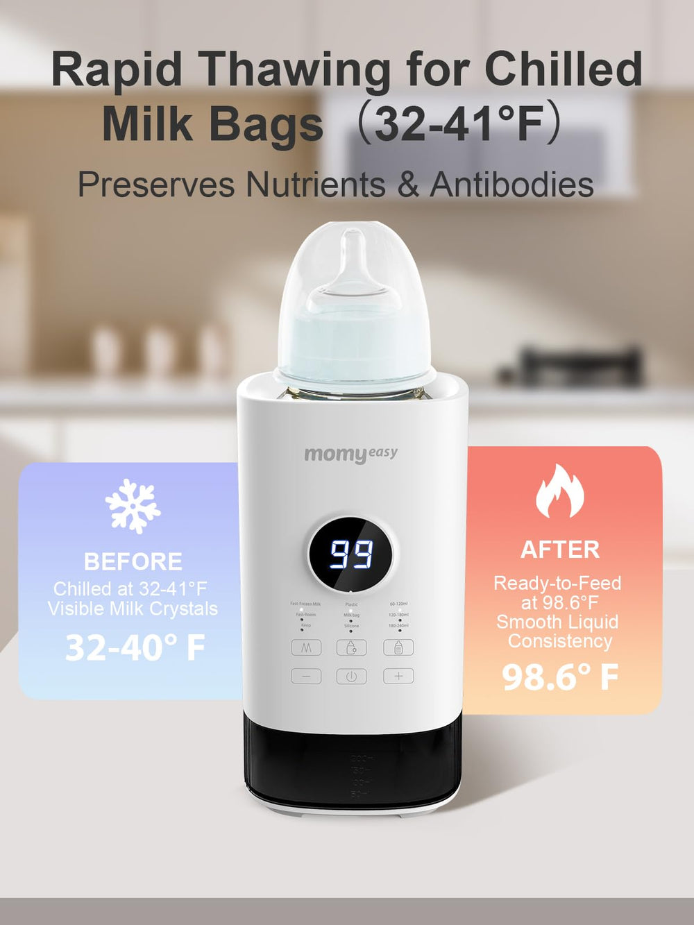 MOMYEASY Bottle Warmer night setup keeps milk warm for late feeds.