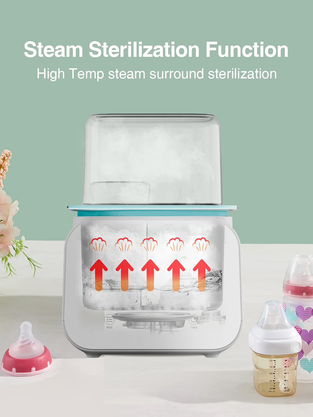 Momyeasy bottle warmer timer and keep-warm interface for night prep.