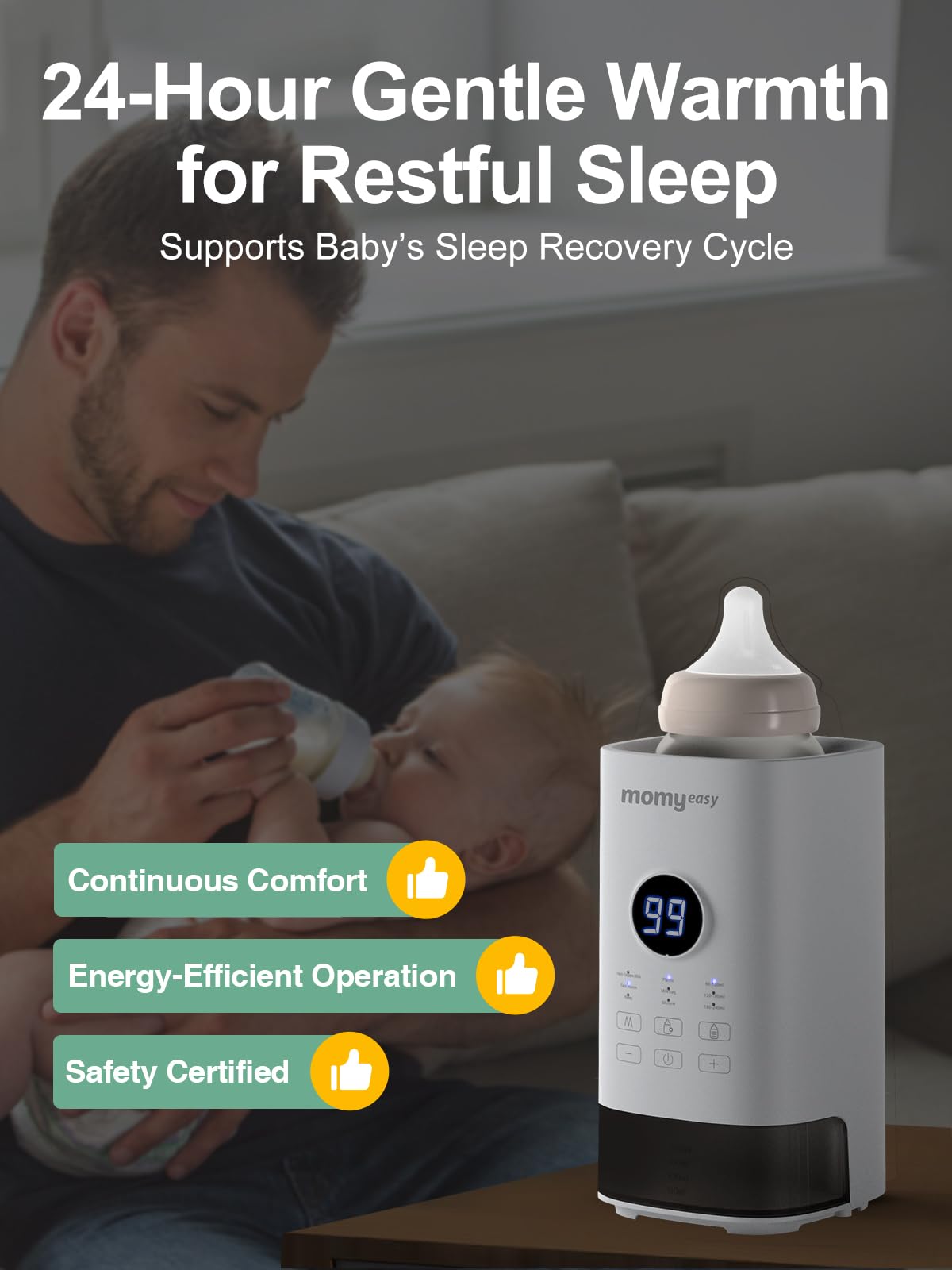 MOMYEASY Bottle Warmer water drain illustrates auto-drain protection.
