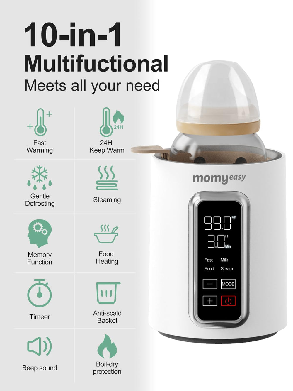 Momyeasy easy-clean surface simplifies post-feeding cleanup.