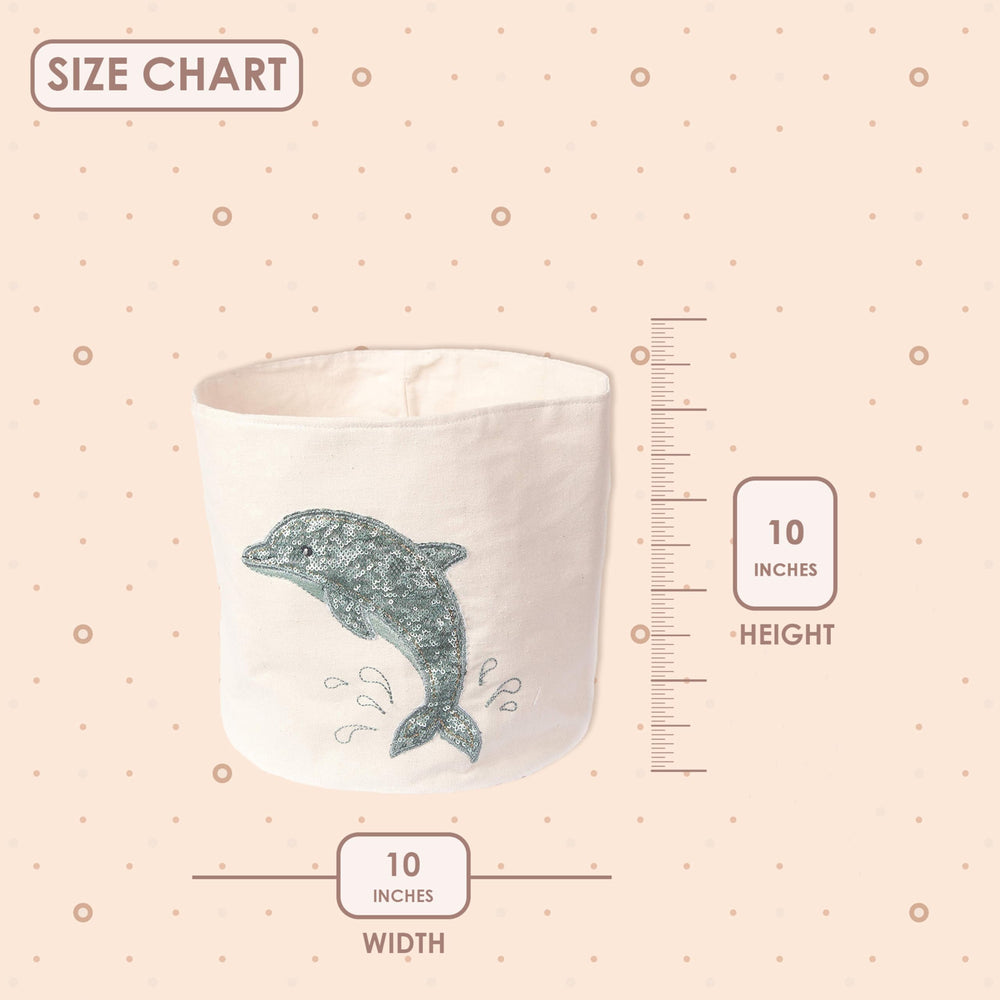 MON AMI linen storage bin showcases soft fabric and glitter detail for kid-friendly organization