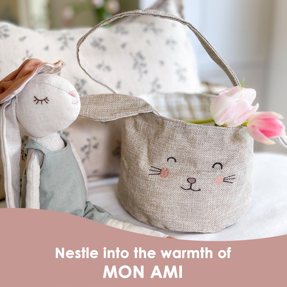 MON AMI Easter Bunny Basket sturdy handles for easy transport.
