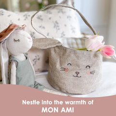 MON AMI Easter Bunny Basket sturdy handles for easy transport.