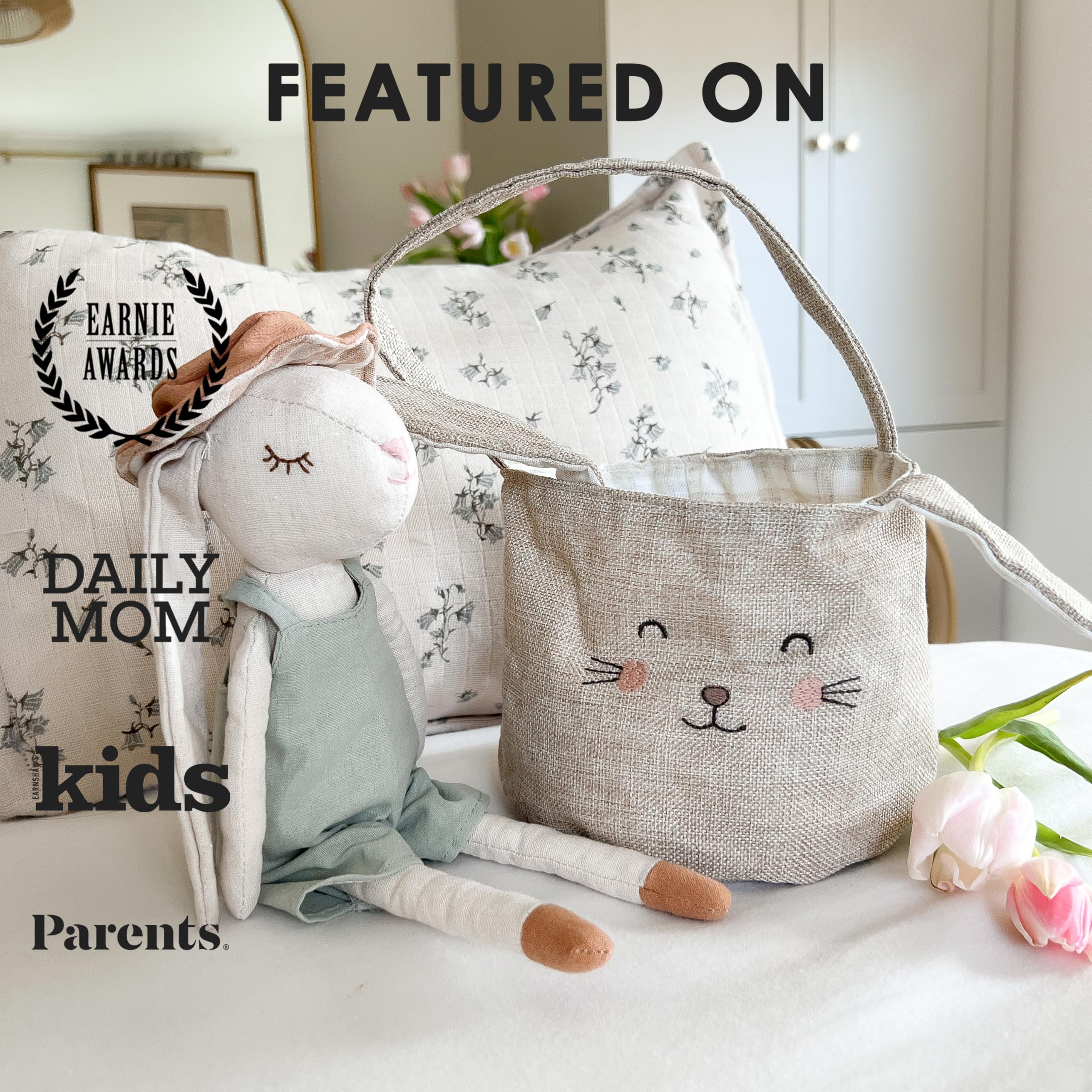 MON AMI Easter Bunny Basket doubles as storage and gift holder.