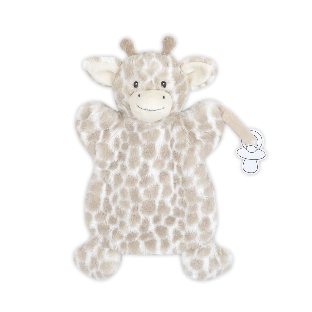 MON AMI Gentry Giraffe pacifier holder and security blanket keeps pacifier close for nap times.
