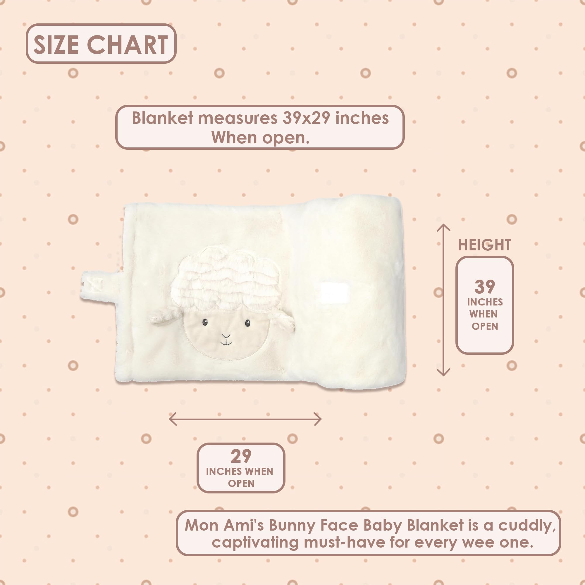 MON AMI Lamb Face Blanket shows plush texture for ultra-soft snuggles.