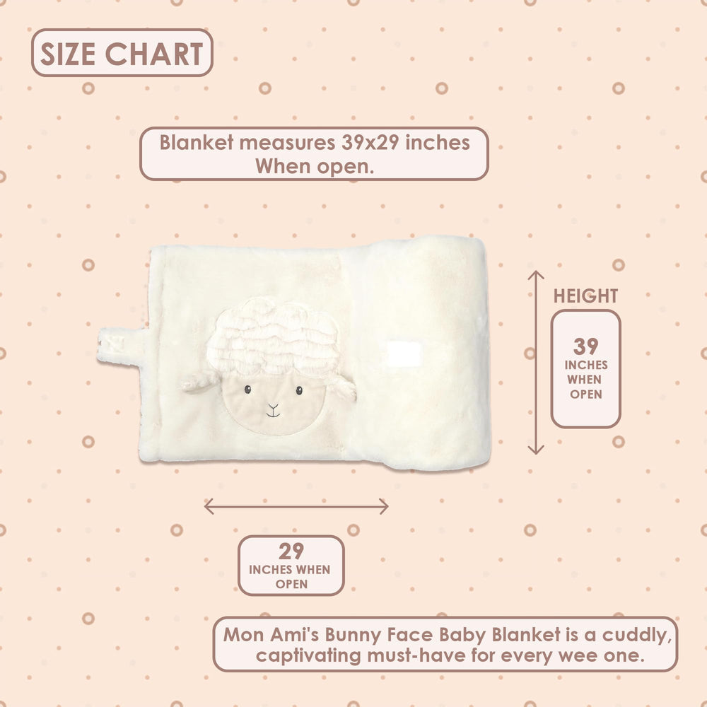 MON AMI Lamb Face Blanket shows plush texture for ultra-soft snuggles.